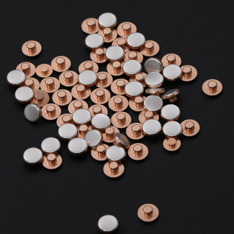 Bimetal electrical contact rivets with silver-alloy working faces