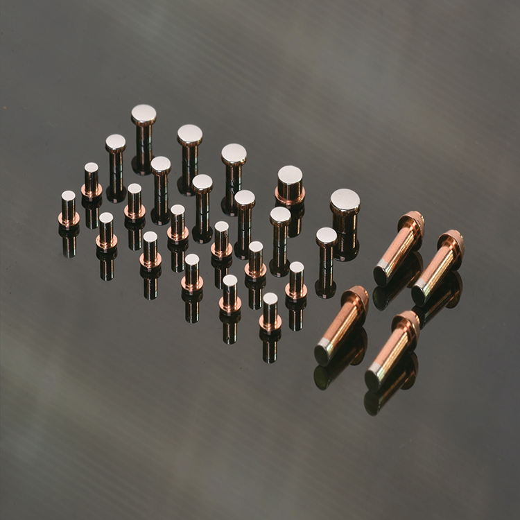 A selection of trimetal electrical contact rivets