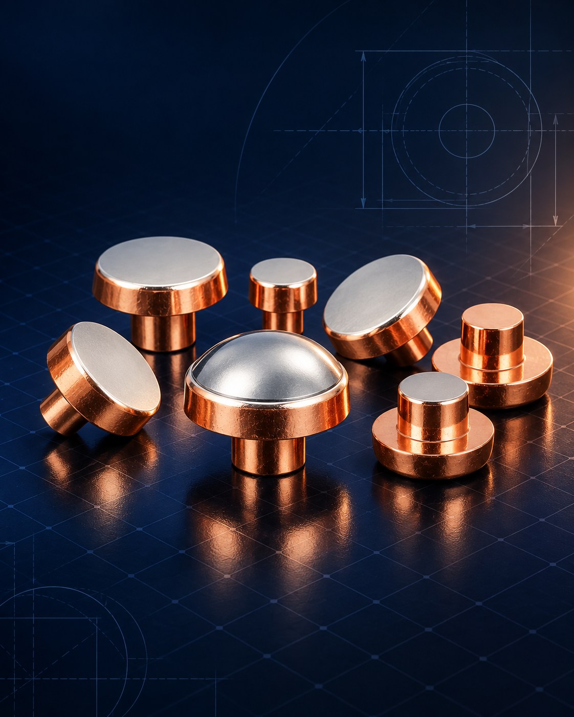 SGEI flat and domed bimetal and trimetal contact rivets